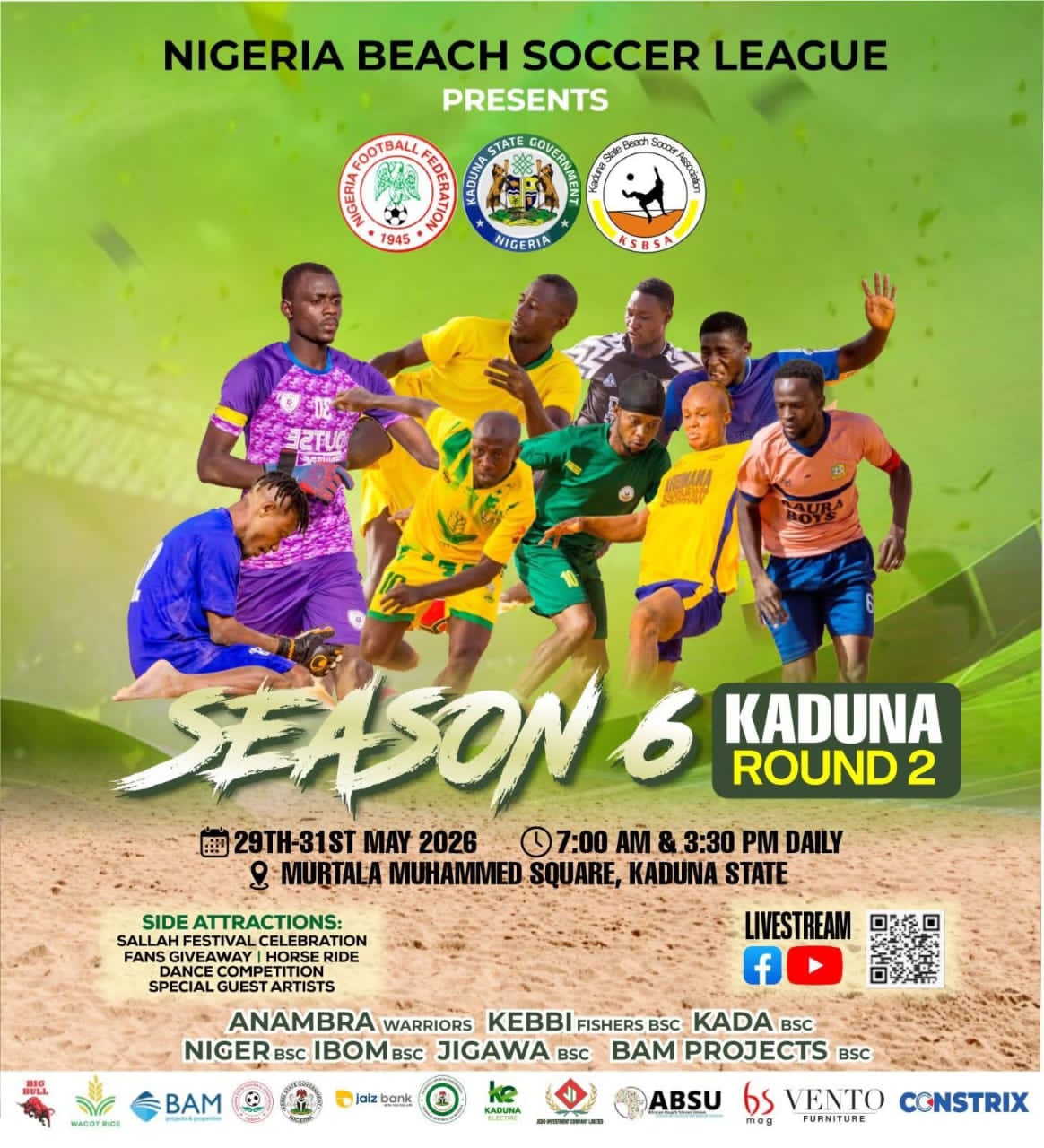 2nd phase Beach Soccer League: 7 teams to battle for Super 4 tickets In Kaduna 
