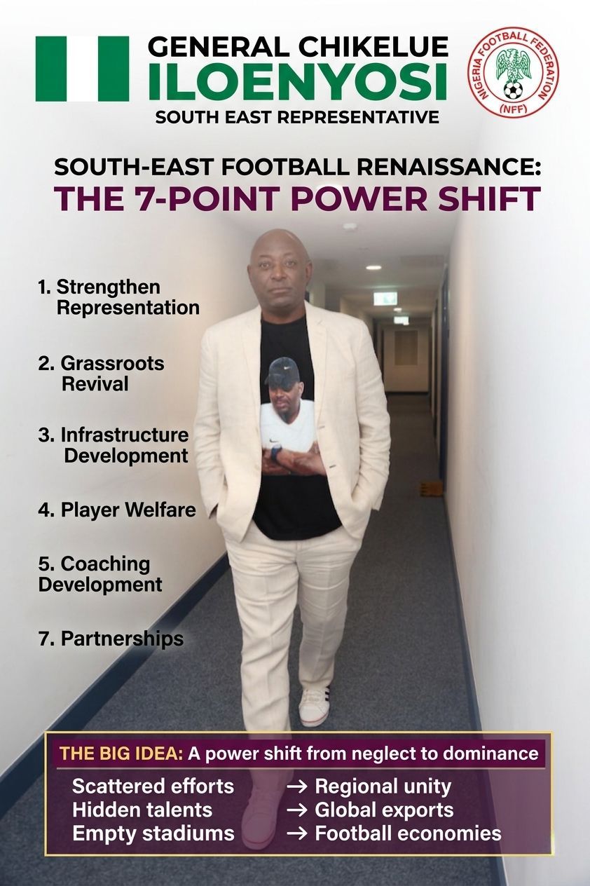 Cover image for Iloenyosi unveils 7-Point Agenda for South-East football if elected into NFF board